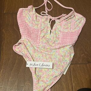 For Love And Lemons Pink Floral One Piece